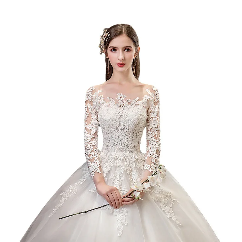 Full Sleeve Summer Wedding Dress 2023 New Lace New Luxury Muslim Ball Gown Muslim Bridal Wedding Dress Wedding Gift