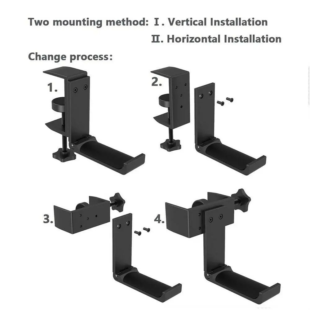 Foldable Headset Stand  Aluminum Gaming Headset Stand Under Desk Headphone Holder for Universal Headphones Hook