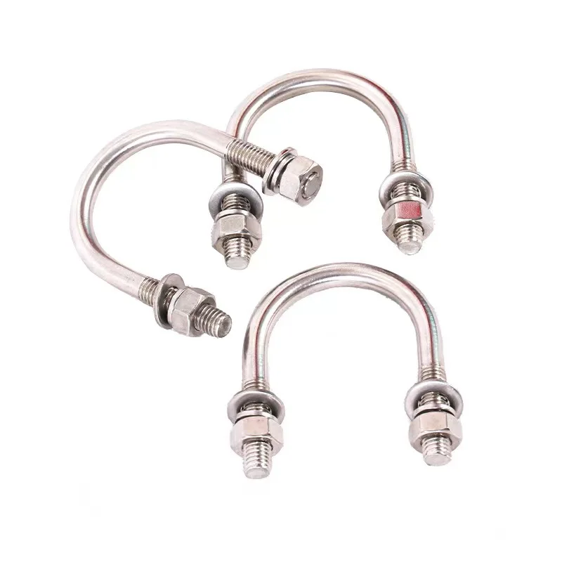Stainless Steel 304 316 Pipe Clamp Bending Truck Boat U Bolts with Hex Nut Washer zinc Carbon Steel U bolt For leaf spring