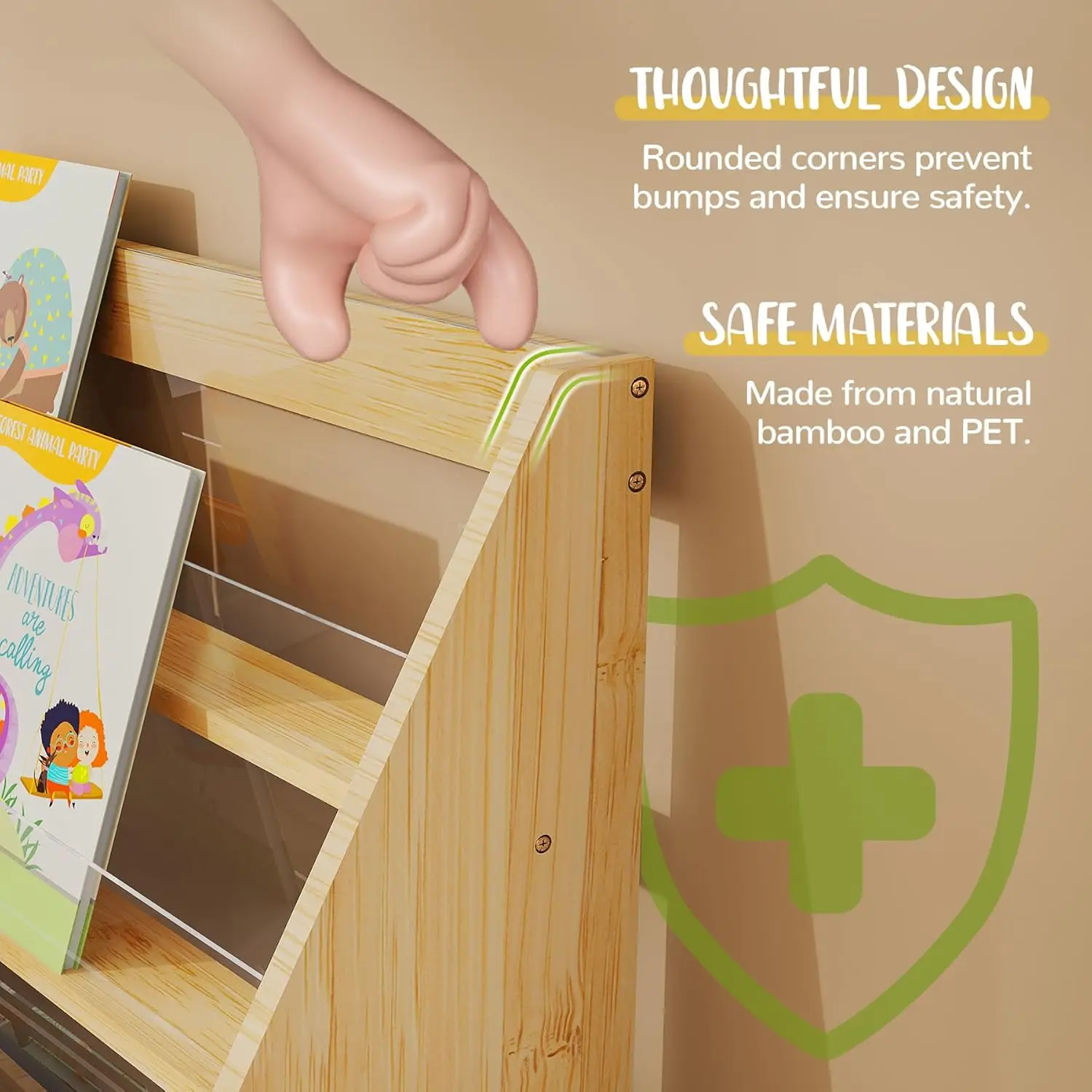 Combohome Bamboo Magazine Literature Rack 5 Tier Wall File Holder Hanging Mail Organizer Bookshelf