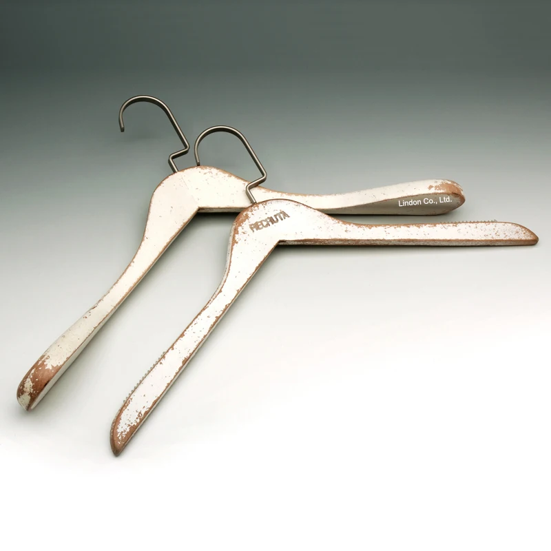 Painted Destroyed Antique White Wooden Nickel Flat Hook Hanger