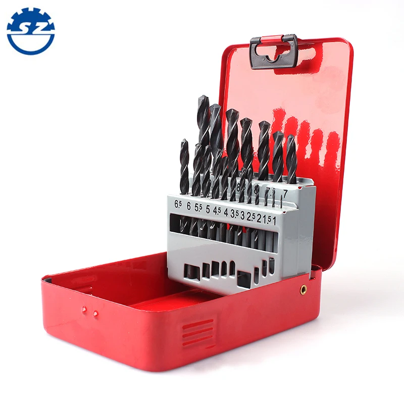 25pcs din 338 hss 4241 roll forged white finished straight shank drill bits set in metal box