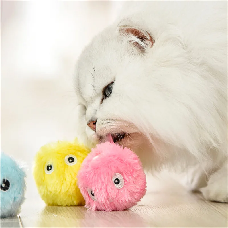 sound cat toys touching gravity teasing plush ball kittens self chasing playing toy interactive cat toy catnip ball