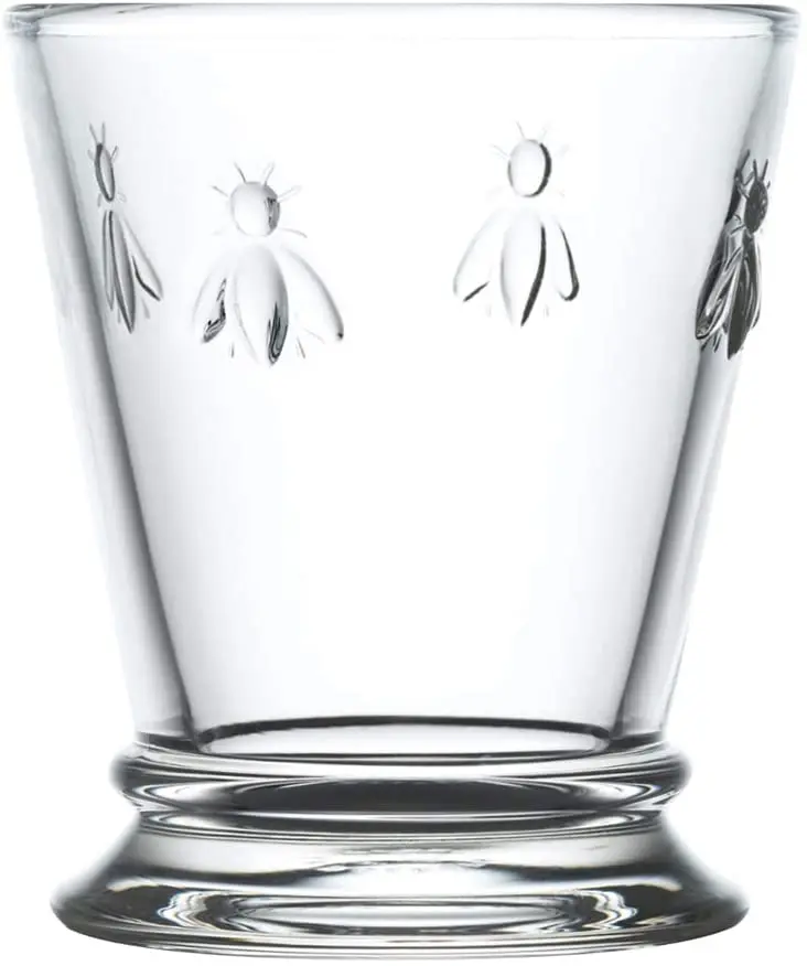 The French Bee Embossed Design - Fine French Glassware, Drinking, Heavy Water Glasses, Dishwasher Safe  ForJuice Glasses