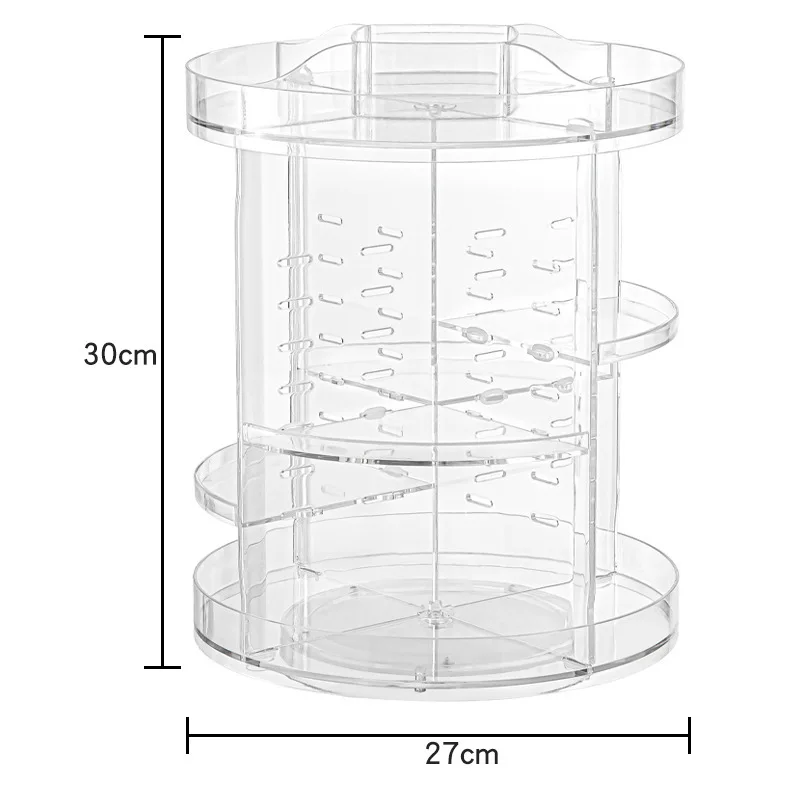 Fashion Acrylic Hard Adjustable Rotating Makeup Organizer Holder 360-Degree Rotating Makeup Storage Box