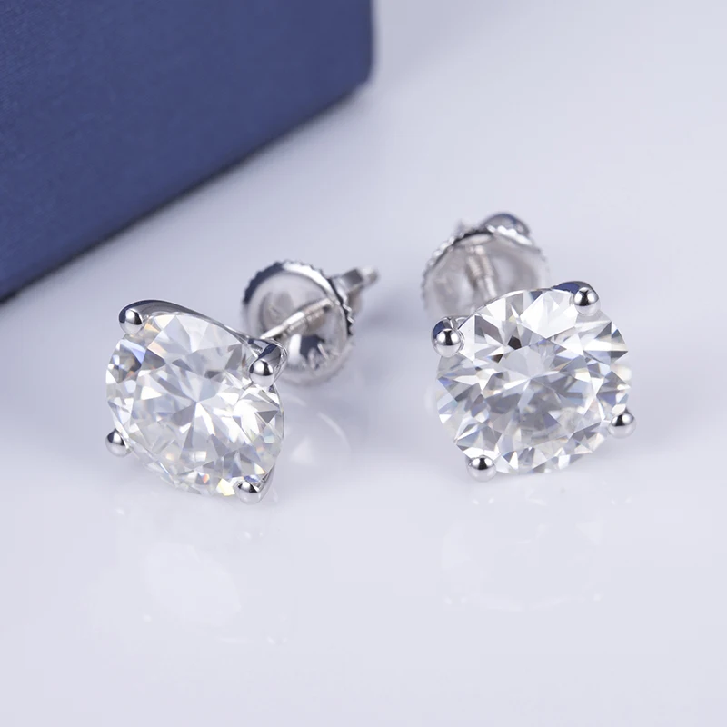 MSE-501 серьги из белого золота 14 карат 3ct D moissanite