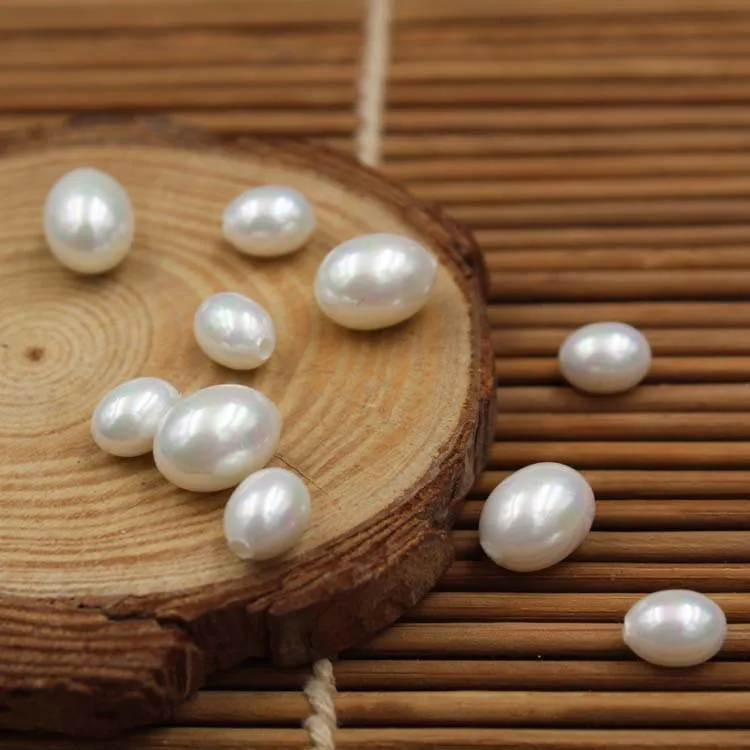 Natural Oval Shell Shaped Pearl DIY Half Hole Egg Shaped Pearl Accessories Jewelry Accessories Wholesale