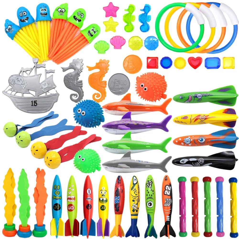 Swimming Pool Diving Toys Kids Swimming Pool Toys Fun Water Games Plastic Seagrass Octopus Jellyfish Diving Octopus Big Gems