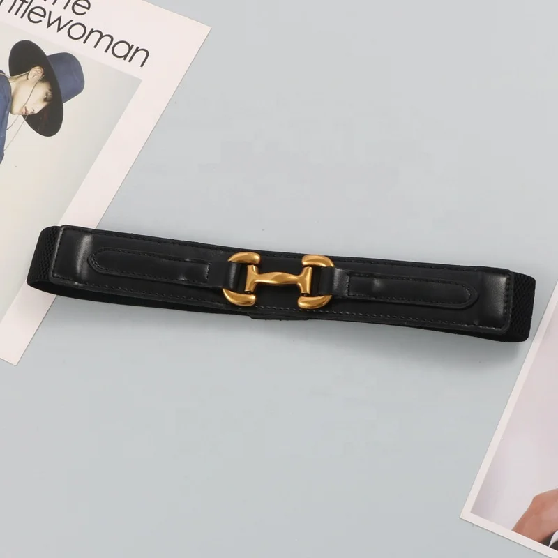 Special offer fashion metal H buckle pu leather belt waistband  elastic decoration dress Korean version versatile waist belt