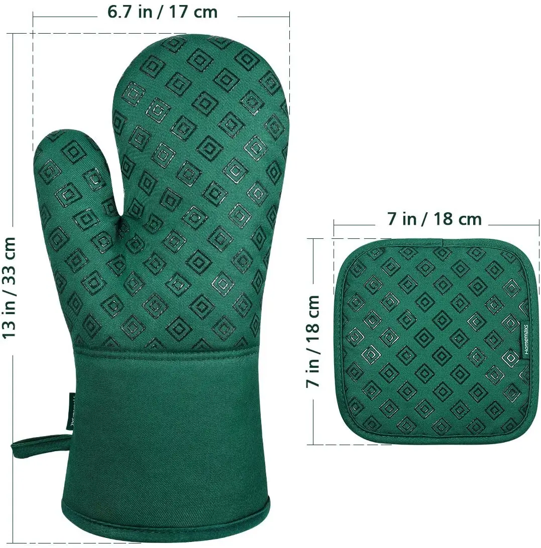 
Homemaxs Oven Mitts and Pot Holders Sets4pcs Heat Resistant Non-Slip Food Grade Kitchen Mitten Silicone Cooking mitt for Kichen 