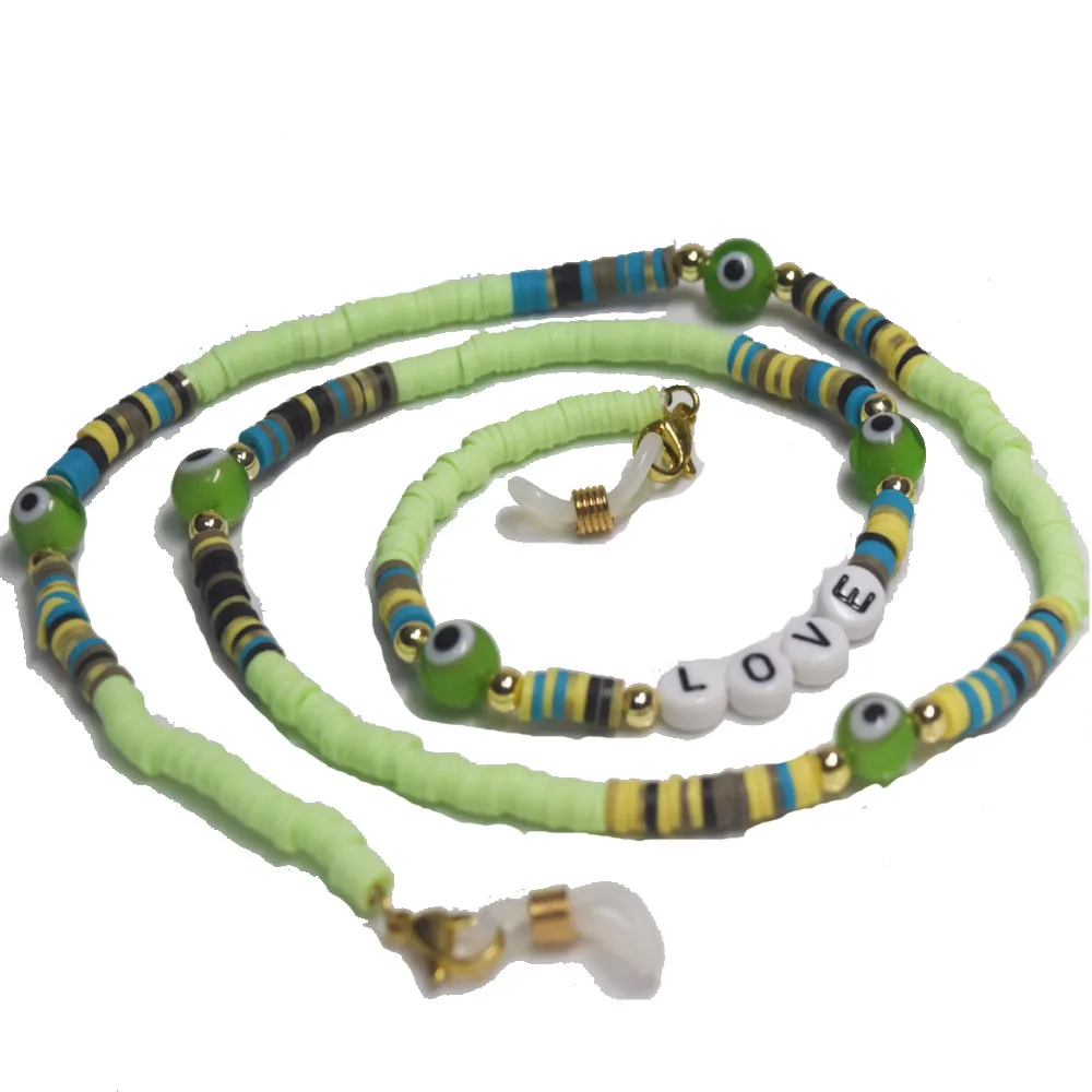 Модный boho Мягкий полимерный глина heishi диск бусины из бисера m-ask солнцезащитные очки держатель цепочки для лица во избежание потери