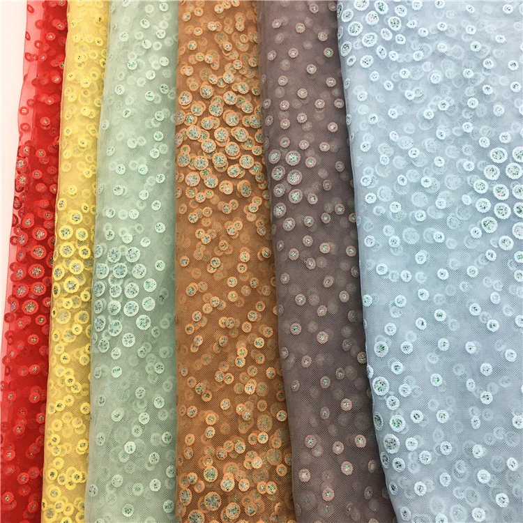 Разные цвета, новый дизайн, Тюлевая ткань HG6693 с блестящим мерцающим узором в горошек, блестящая кружевная ткань для платья невесты