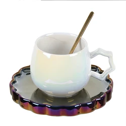 Popular design turkish coffee set glossy ceramic tea coffee cup and saucer set for gift set