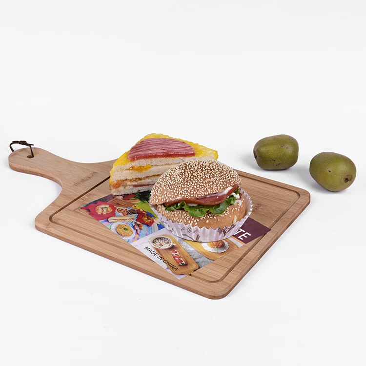 
Eco-Friendly Bamboo Round Pizza Steak Fruit Chopping Board Plate Multi-Use Cutting Board Steak Pizza Plate With Handle 