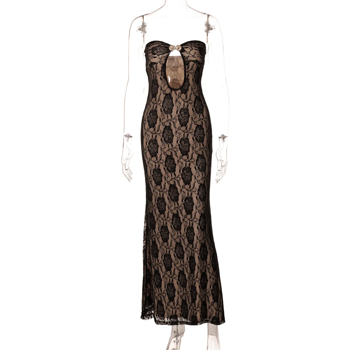 Lygens 7000 Strapless Hollow Out Lace Bodycon Elegant Evening Long Dress Ladies Clothes Summer Fall Manufacturer Prom Y2K