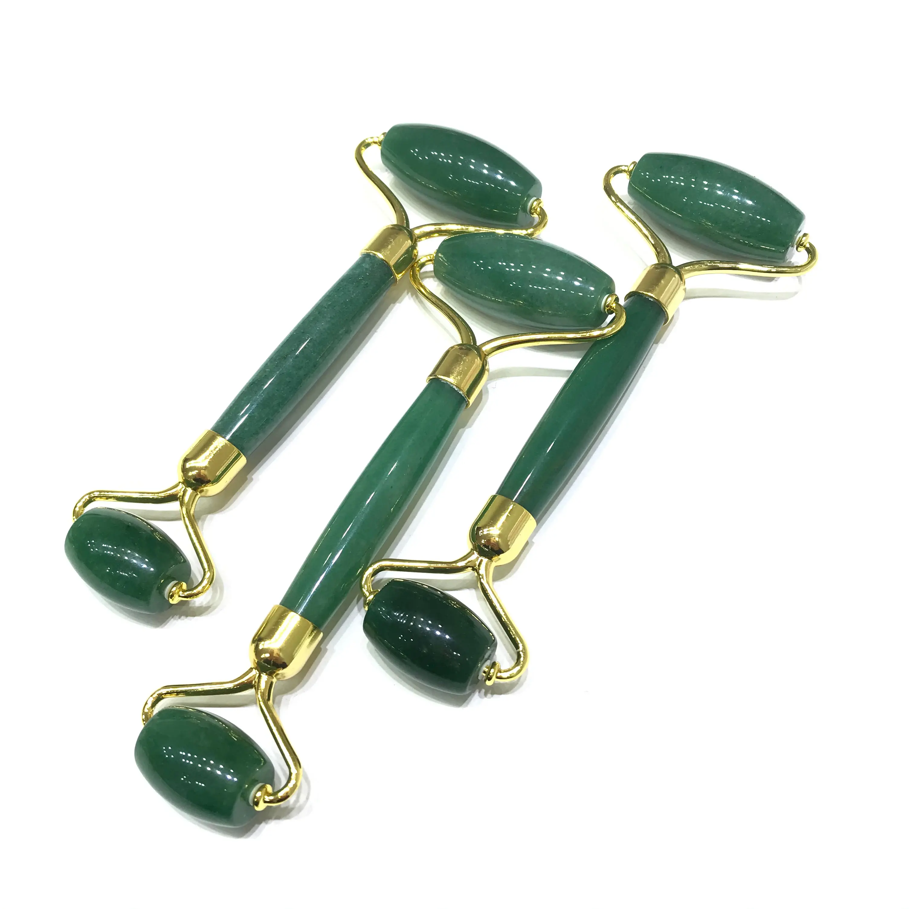 Natural Flower Agate Green Aventurine Rose Quartz Crystal Massage Face roller For Healing