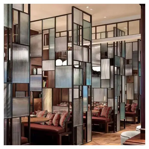 15mm Solid Plate Laser Office Partition Metal Matt Golden Room Dividers Decorative Stainless Steel Folding Screen For Nightclub