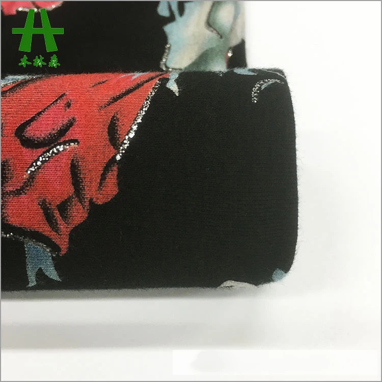 Mulinsen Textile Rayon Spandex Discharge Viscose Print Fabric with Hot Stamping