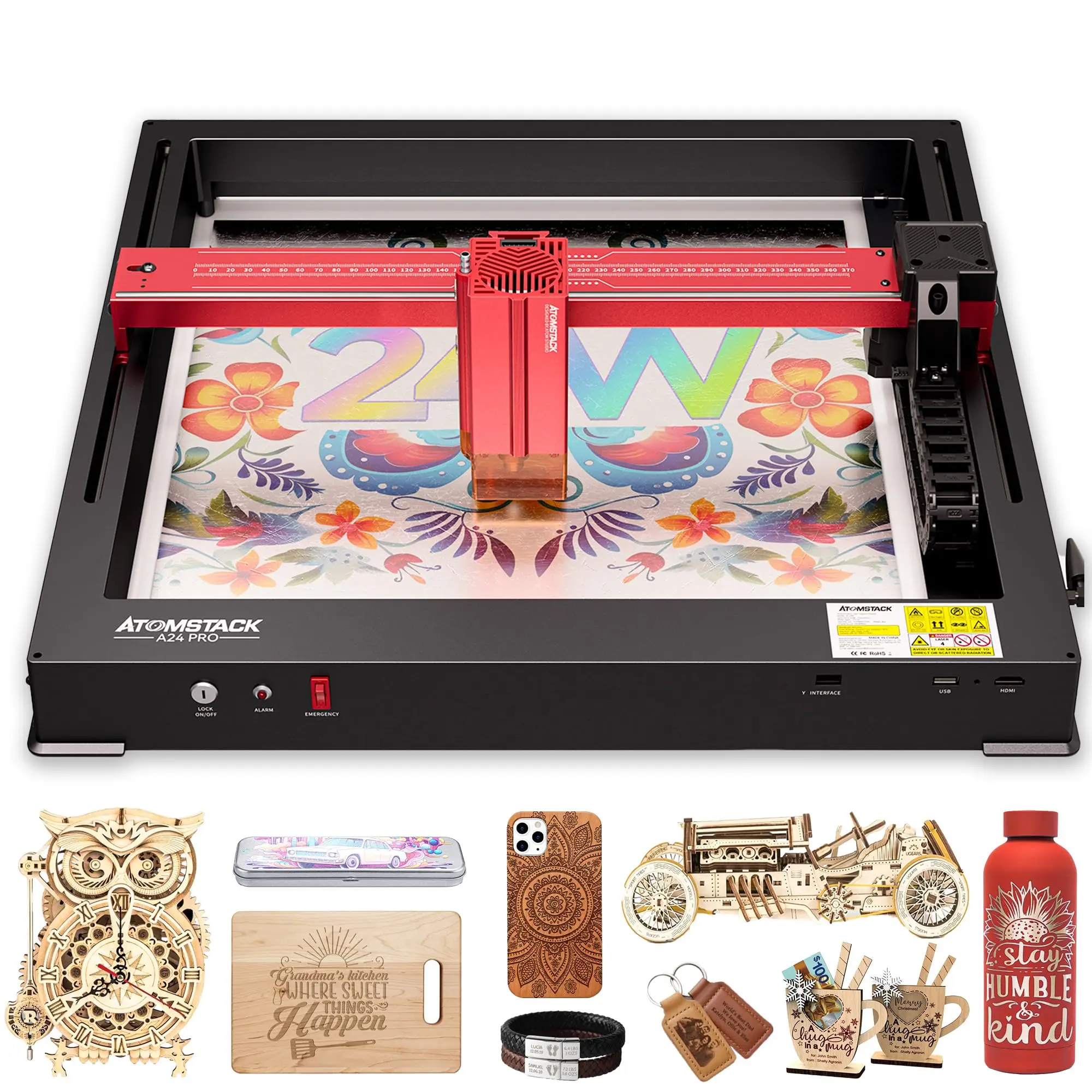 ATOMSTACK A24 24W A12 PRO 12W Laser Engraver Wood Cutter Printer 600mm/s Installation-Free DIY Laser Engraving Cutting Machine