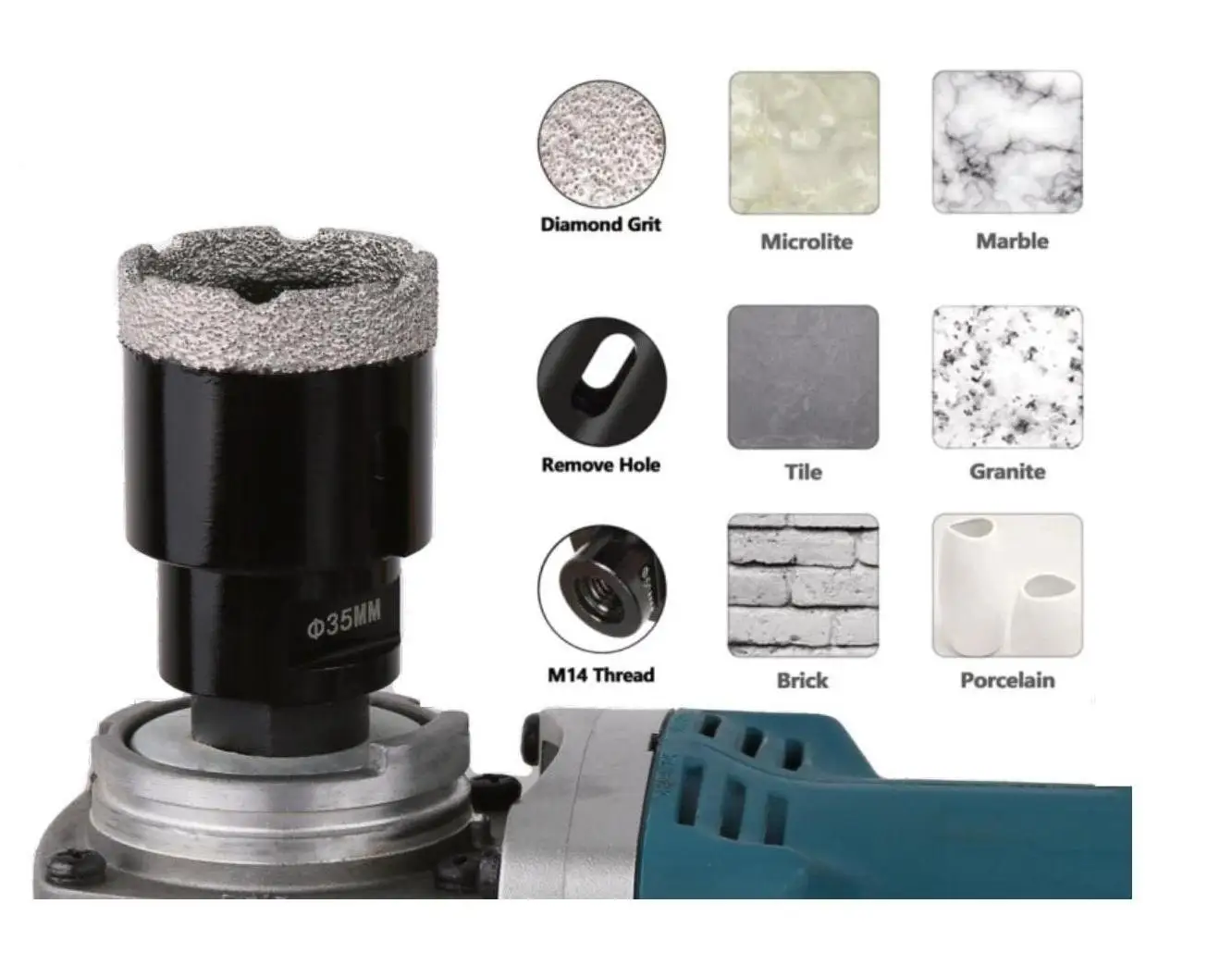 6mm 8mm 10mm 12mm Vacuum Brazed Diamond Core Bit Porcelain Tile Hole Saw Marble Drill Hole Cutter tiling tools