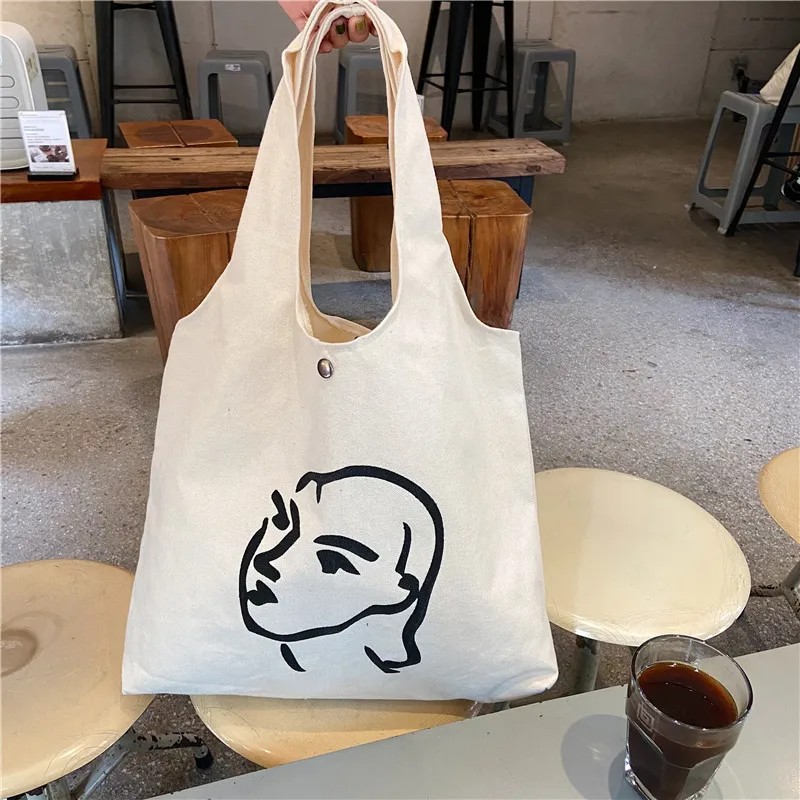 Sublimation Blank Custom Logo Reusable Canvas Tote Vest Bags Without Zipper Pocket Cheap Promotion Gift Shopping Bag For Girls