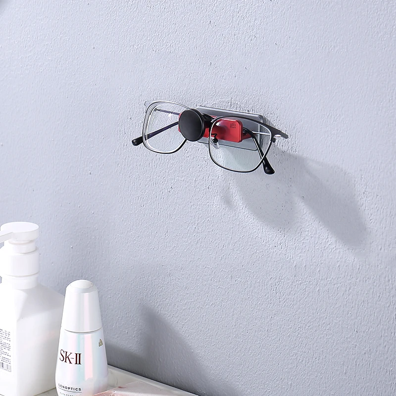 Glasses Holder wall mounted Sunglasses hanger Portable bathroom Desk storage set with glue adhesion CNC Aerial Alloy