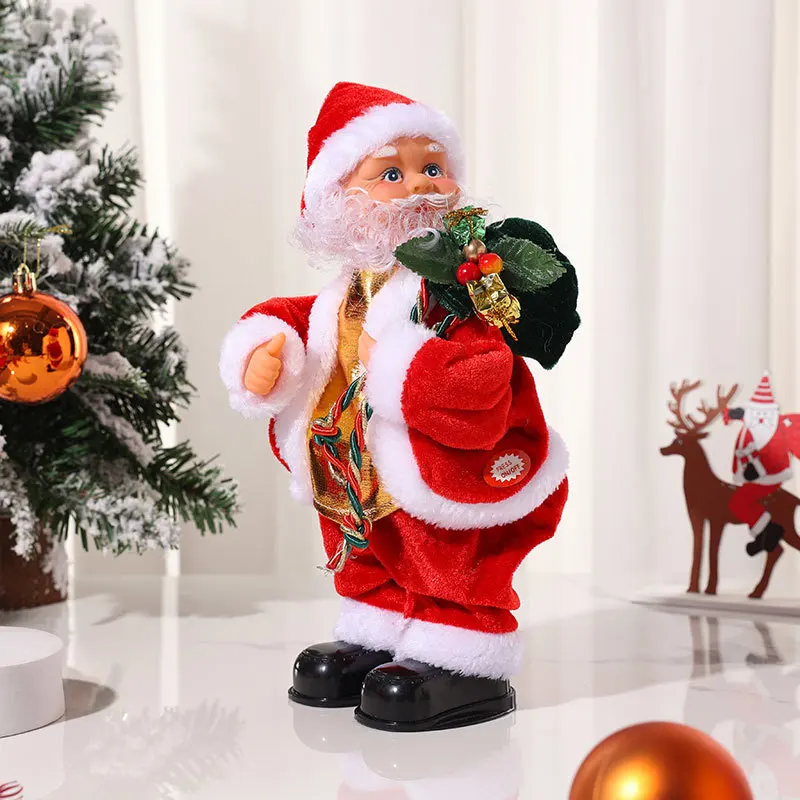 Electric Christmas Dancing Santa Claus Singing Toys Plush Toys Stuffed Figures Dancing Cactus Toy For Kids Christmas Gift