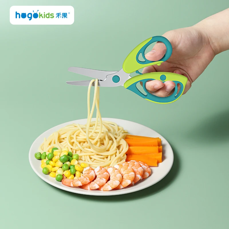 Popular Safety Kitchen Stainless Steel Baby Feeding Helper Food Cutting Scissors