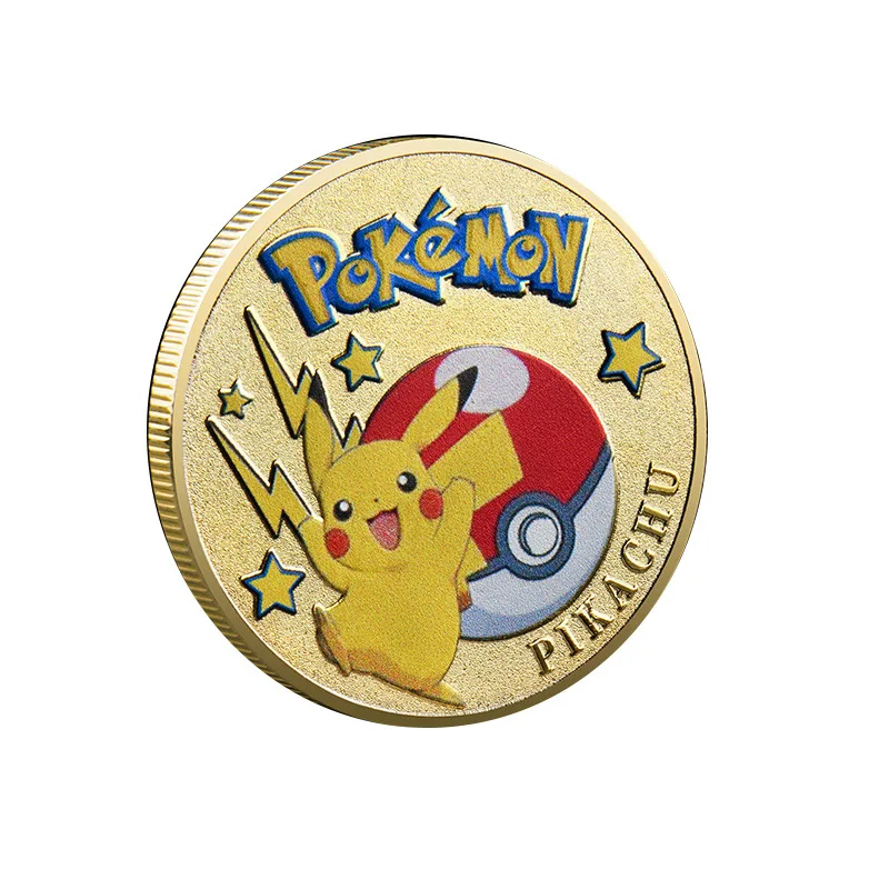 Японские Карманные памятные монеты Pika с золотым и серебряным покрытием игрушечные золотые для детей