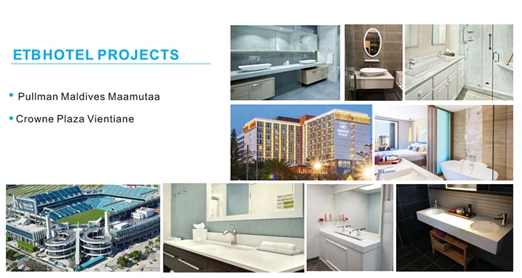 ETB Modern White Solid Surface Cultured Marble Bathroom Shower Tray Bases