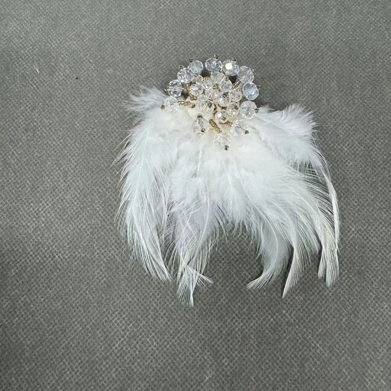 ZSY colorful floral applique handmade feather 3d beads flowers patch rhinestone bridal flower pieces for diy dress earring