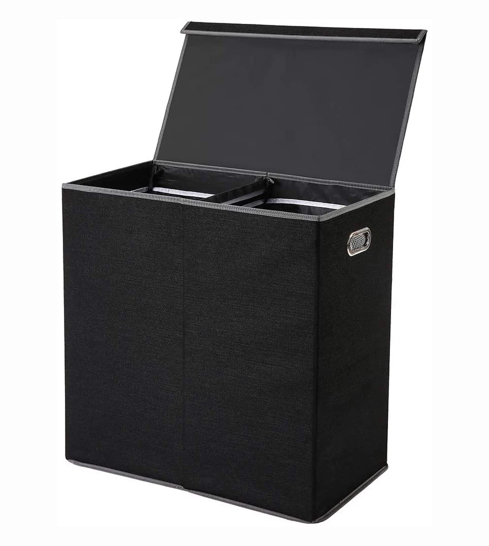 
600D Oxford Fabric Double Laundry Hamper with Lid and Removable Mesh Bags Foldable Laundry Hamper 