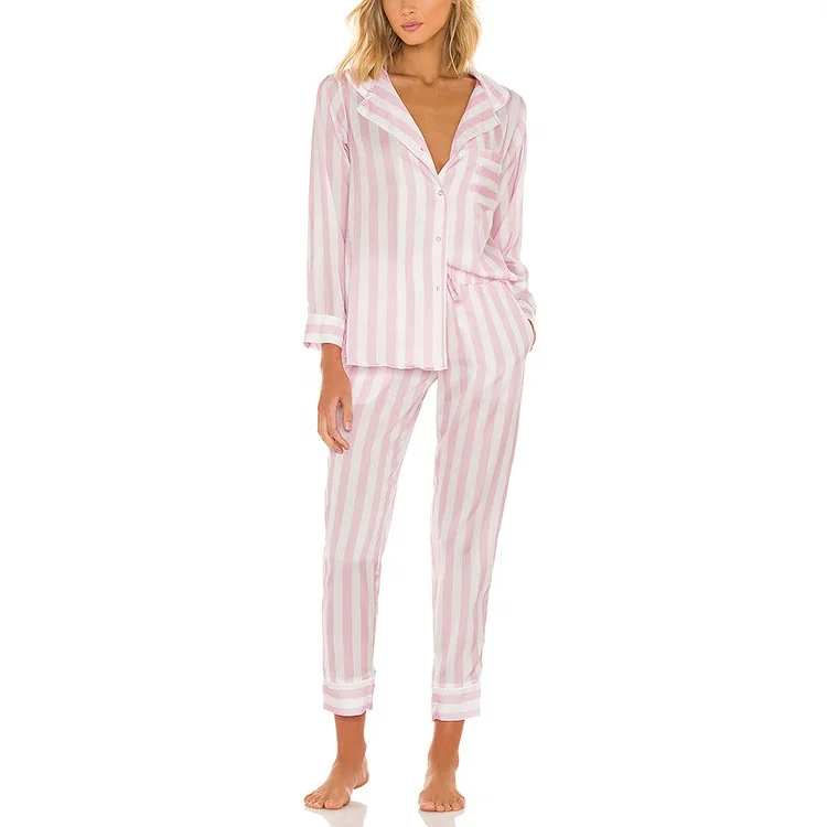 Wholesale pajamas women silk satin pajamas nightwear customize soft and comfortable loungewear homewear casual suit pajamas
