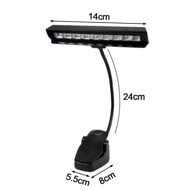 Flexible 9 LEDs Clip-On Orchestra Music Stand Piano Lamp Light with US Adapter (Color: Black)