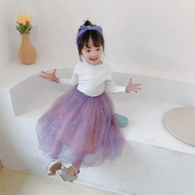 
2021 wholesale custom brand glitter decoration tulle 3 layers baby girl tutu skirt 