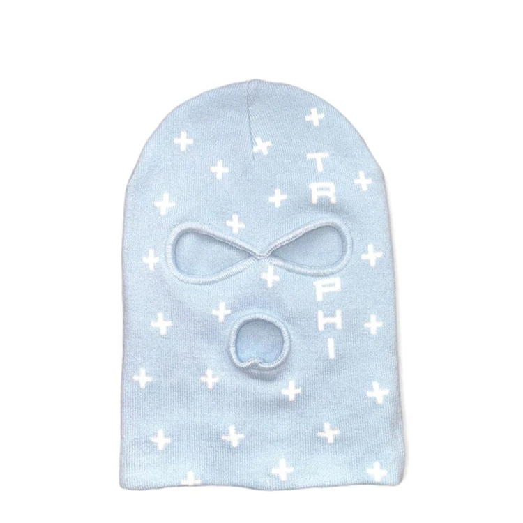 2022 зимняя небесно-Голубая универсальная жаккардовая маска с логотипом Балаклава на все лицо с черепом плотная ветрозащитная Лыжная маска с 3 отверстиями