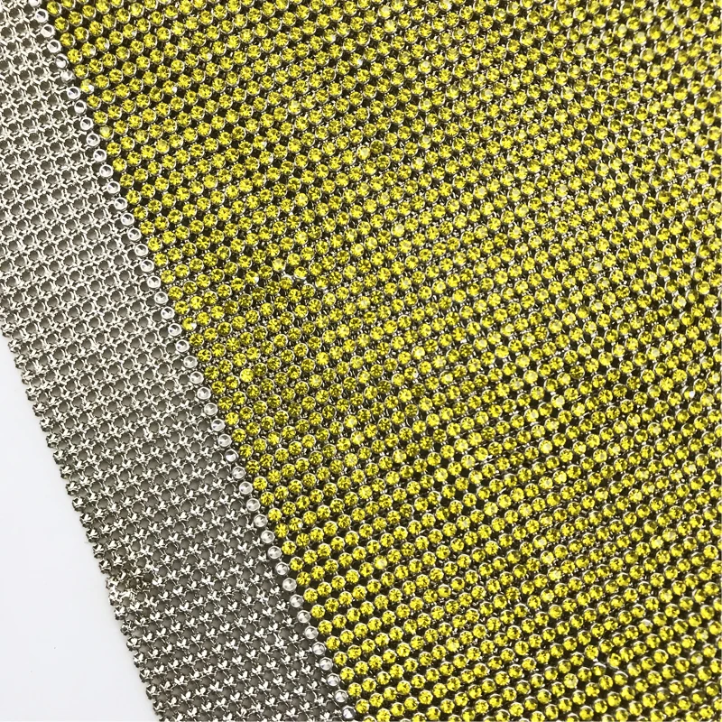 AA Grade CITRINE Rhinestone Mesh Fabric Crystal Mesh Fabric For Clothes