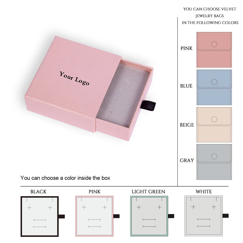  Custom Logo Pink Paper Earrings Gift Boxes Jewelery Box for with