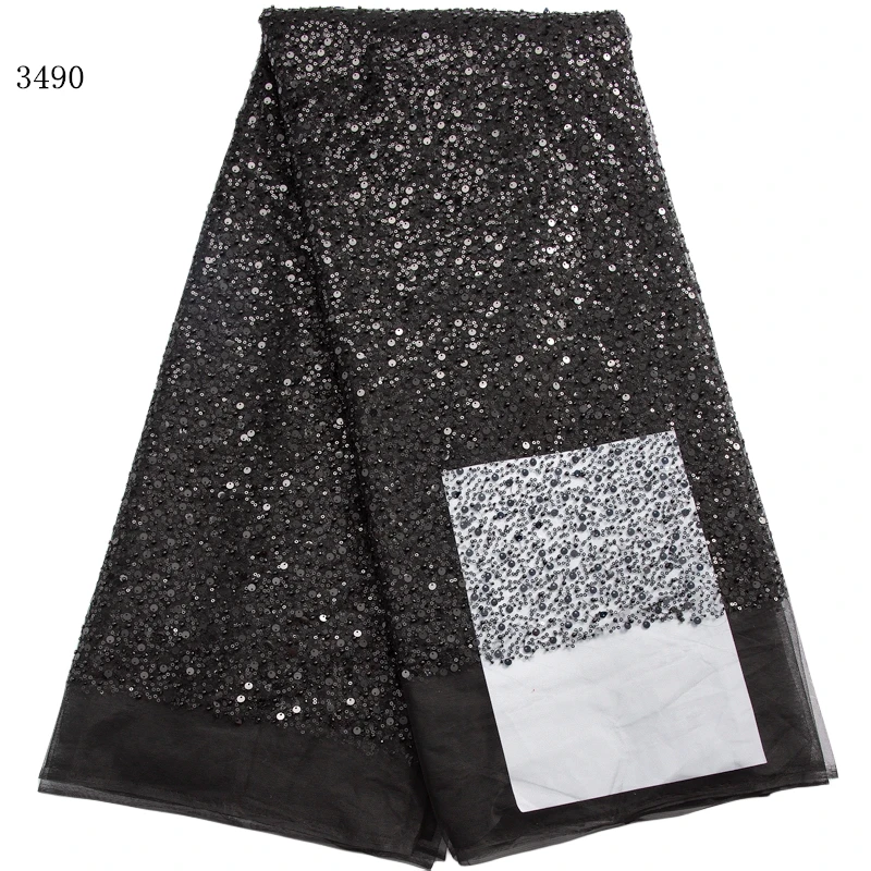 3490 African Sequined Lace Fabric 2023 High Quality French Lace Fabric Nigerian Luxurious Tulle Dress for Women Wedding Party