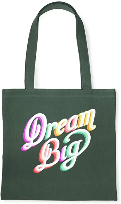 
New York Green Canvas Tote Bag with Interior Pocket 