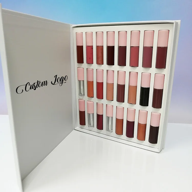 private label liquid matte lipstick glossy lip gloss vegan waterproof 24 colors mini lipgloss set