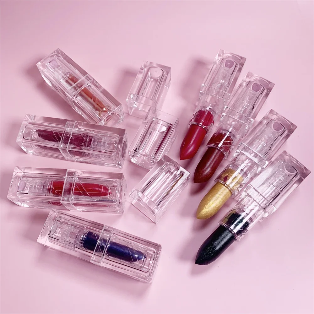 New Trends Quality Woman Cosmetics Natural Organic Waterproof Moisturizing Brown Creamy Silky Glitter Matte Lipstick