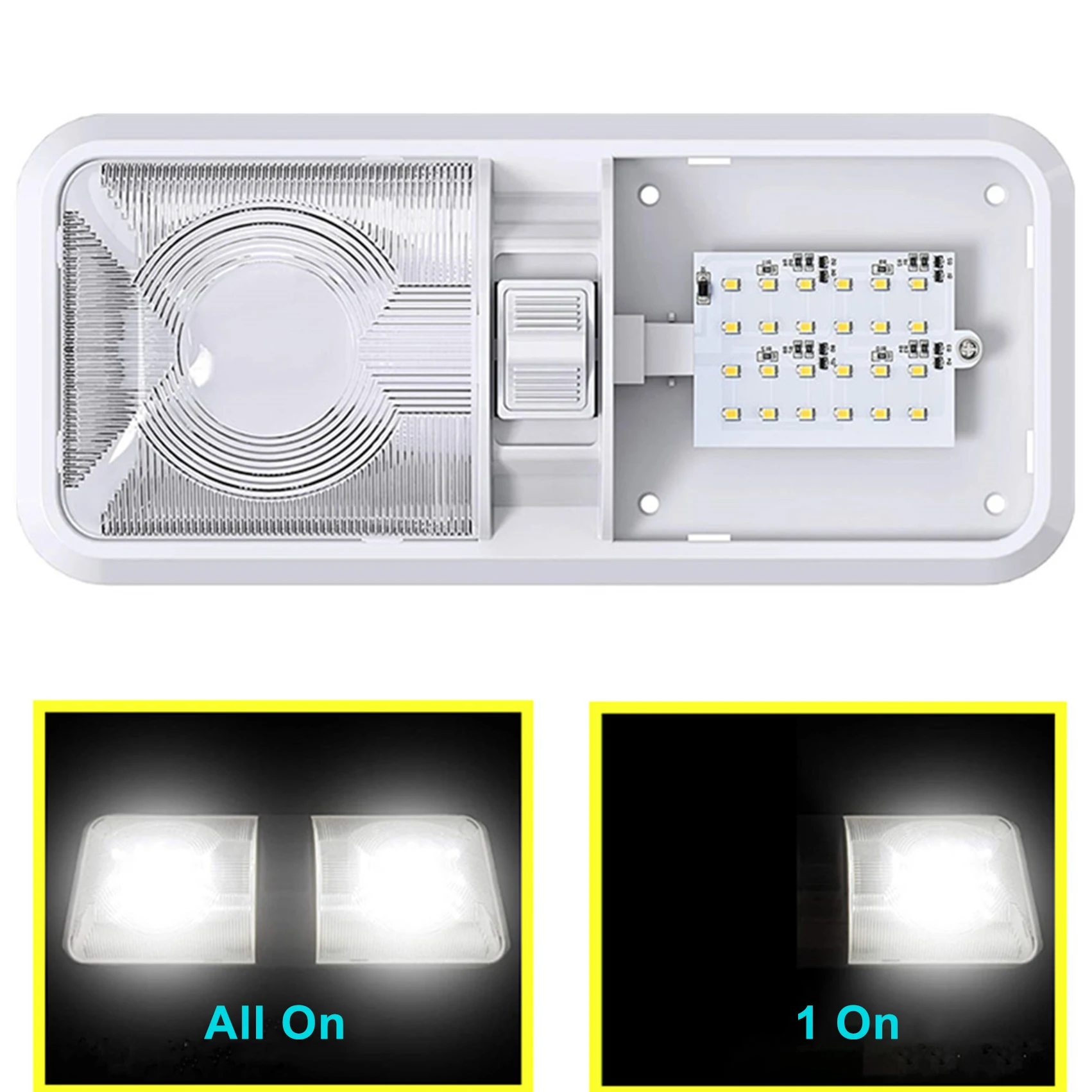 Led interior light Ceiling Light 12V 24V Double Dome Light With ON/Off for RV Camper Car Trailer Boat Motorhome Truck Roof
