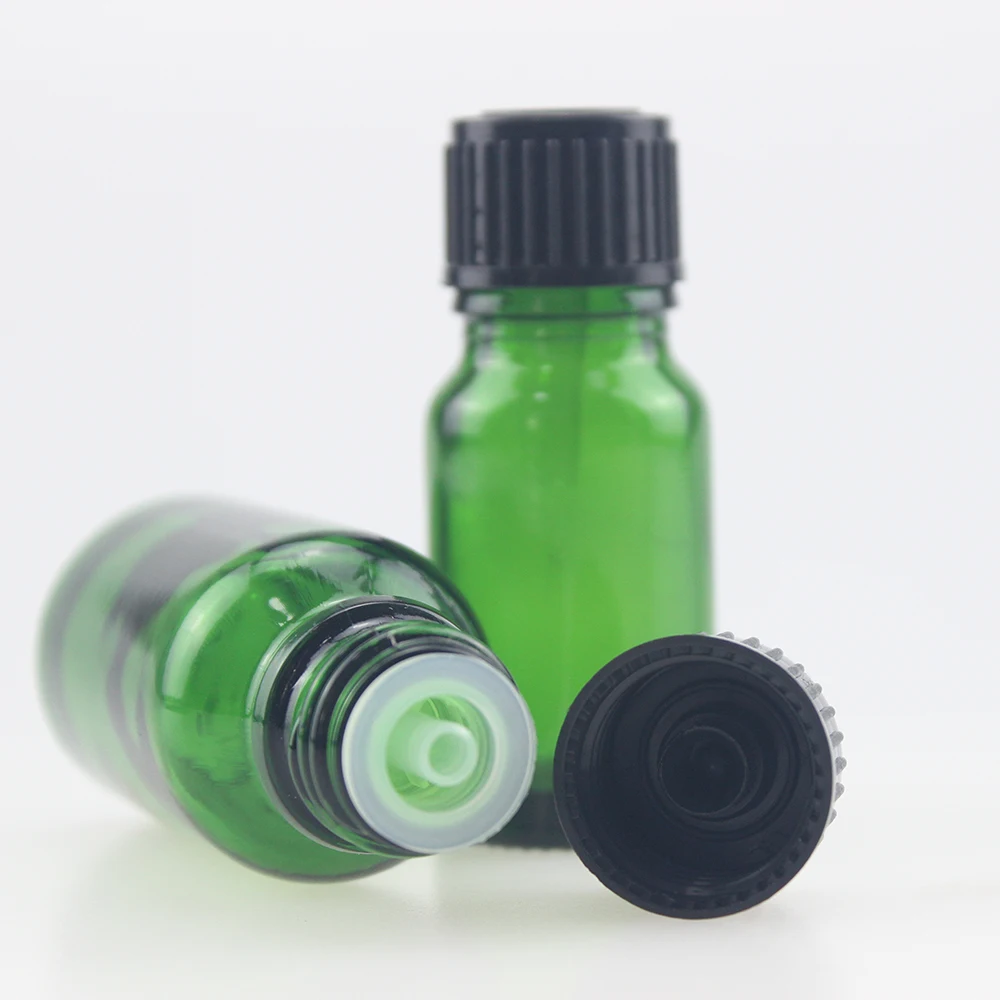 Non Spill 5ml 10ml 15ml 20ml 30ml 50ml 100ml Clear Blue Amber Green essential oil  bottle with 18/415 plastic screw cap