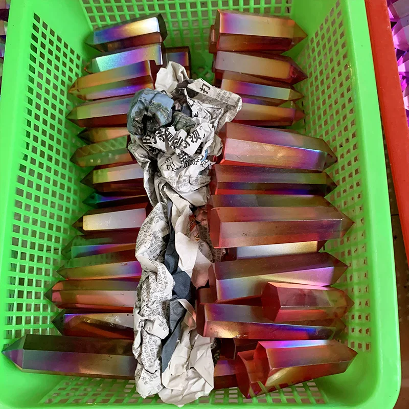 Wholesale artificial crystal angel halo titanium crystal rainbow titanium coated crystal tower