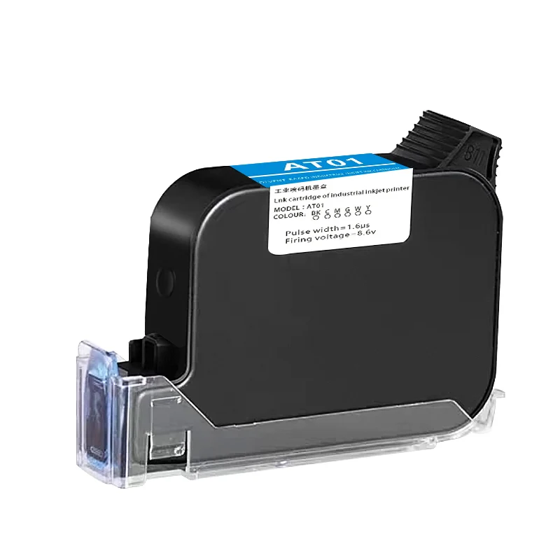 AT01 high-precision black inkjet ink cartridge 12.7mm quick-drying ink printing date  for Handheld Printer and Leather Printer