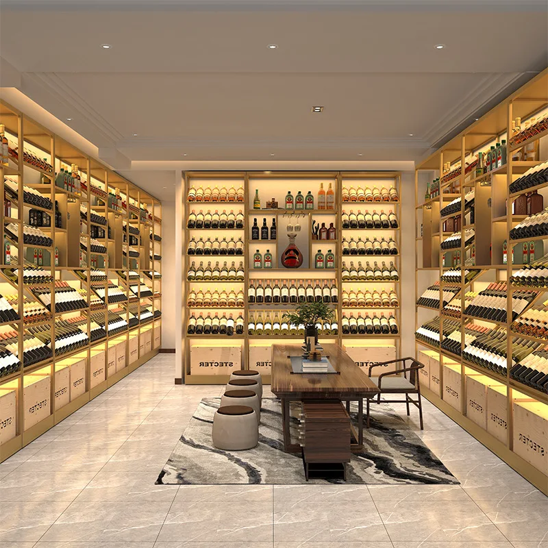 Hotel Stainless Steel Wine Rack Red Wine Display Showcase Home Wine Storage Display