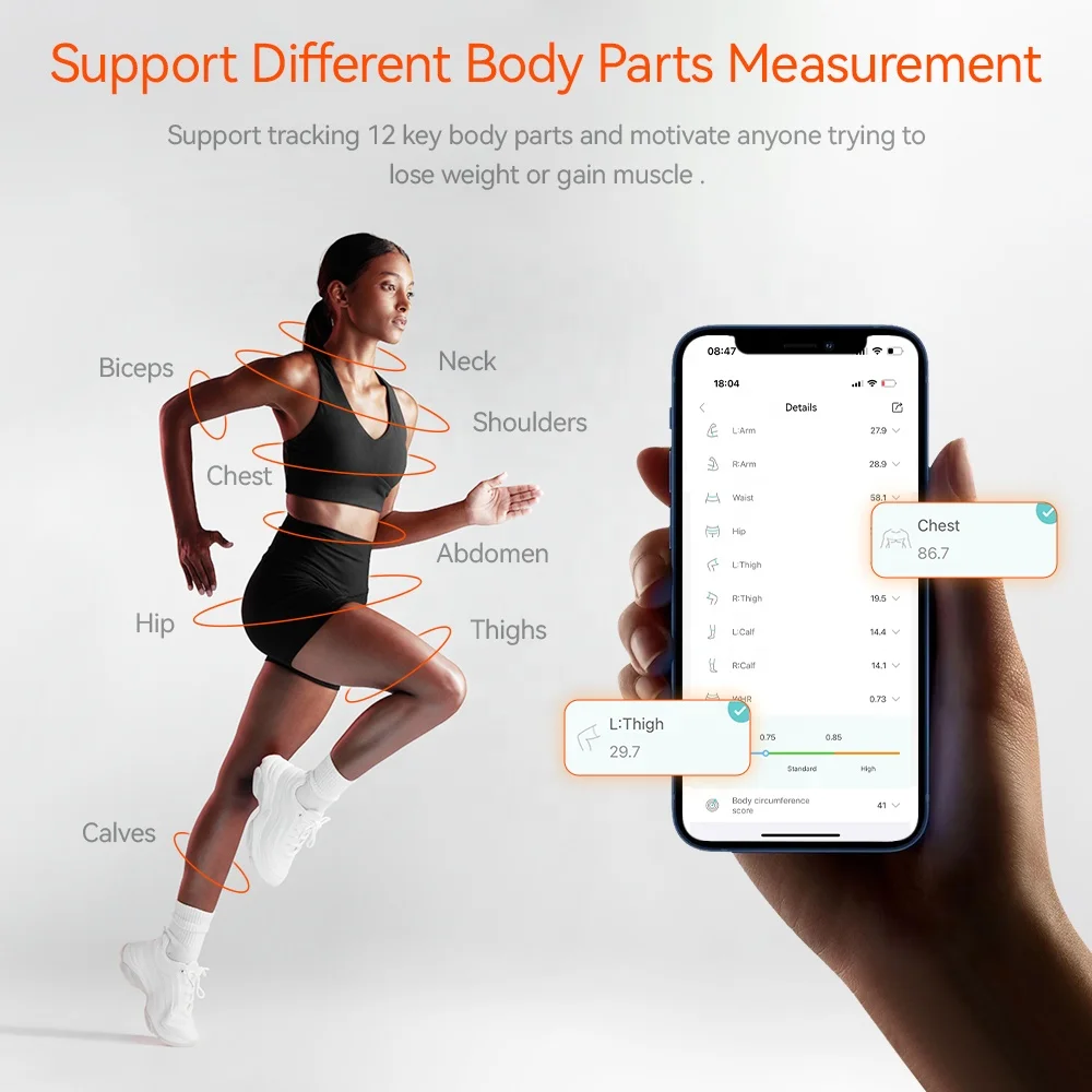 Smart Electronic Tape Measure for Body Fitness Personal Health Made of Durable Plastic