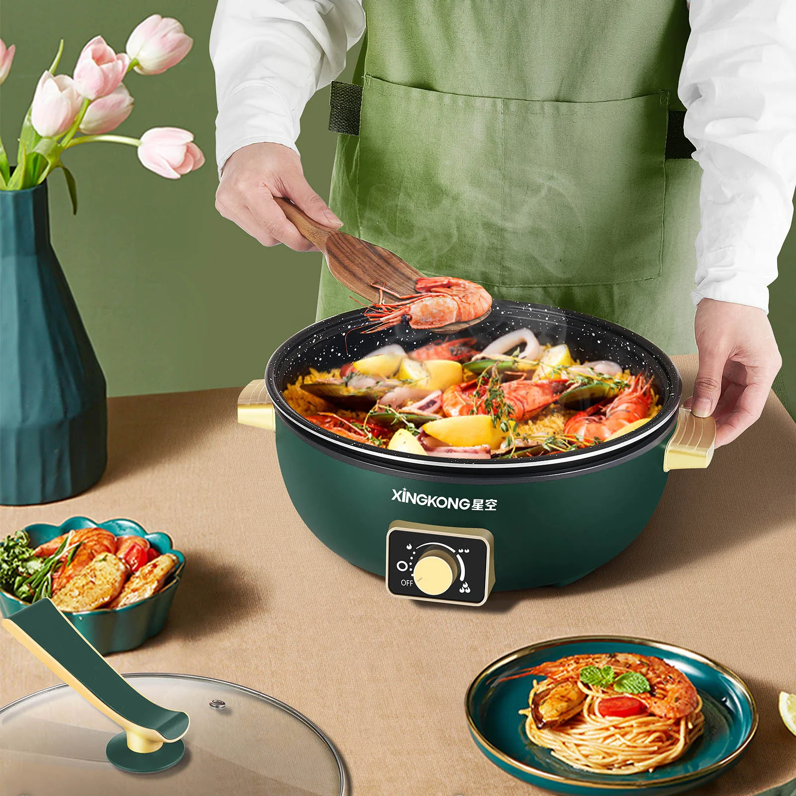  wholesale 6L aluminum alloy electric skilletn fried small hot pot cooking electr