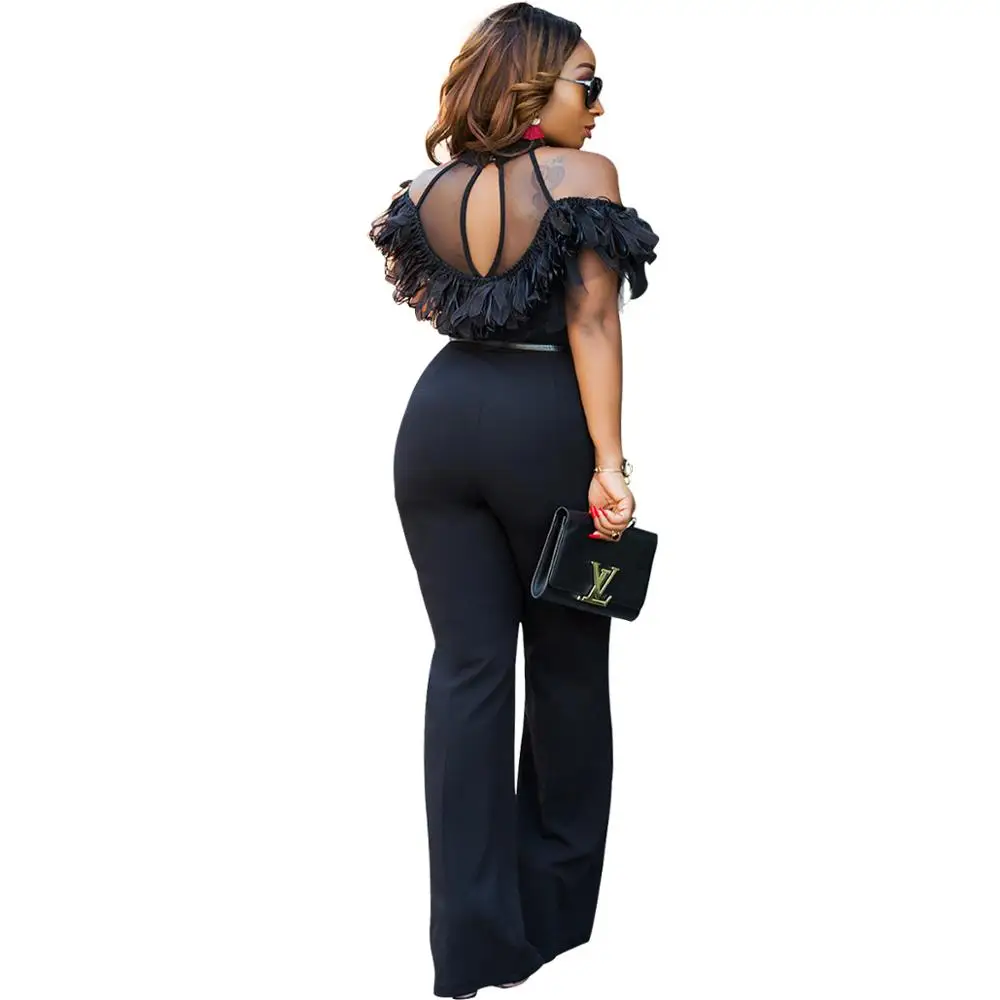 
Elegant Summer Jumpsuit Off Shoulder Slim High Waist Romper Sexy Ladies Work Overalls Women Jumpsuits Plus Size 